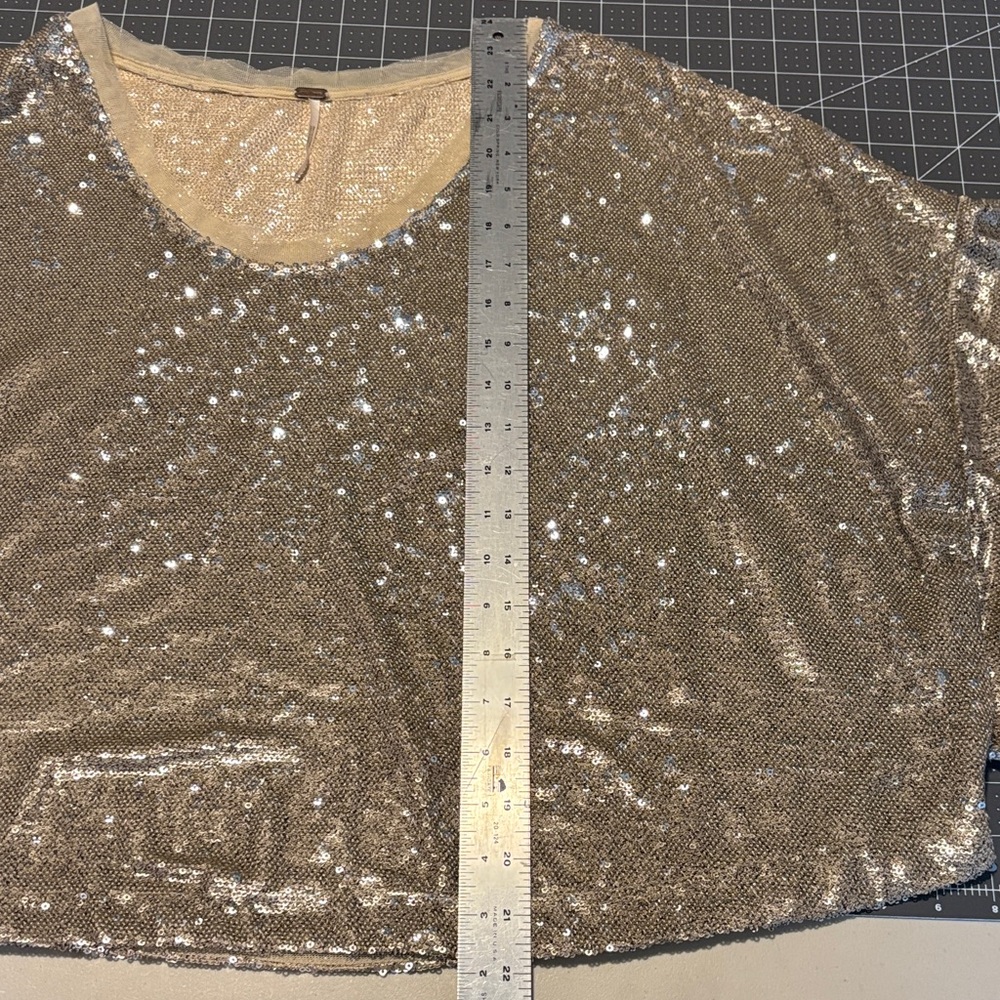Free People Shimmering Gold Sequin Knit Top - Picture 9 of 9